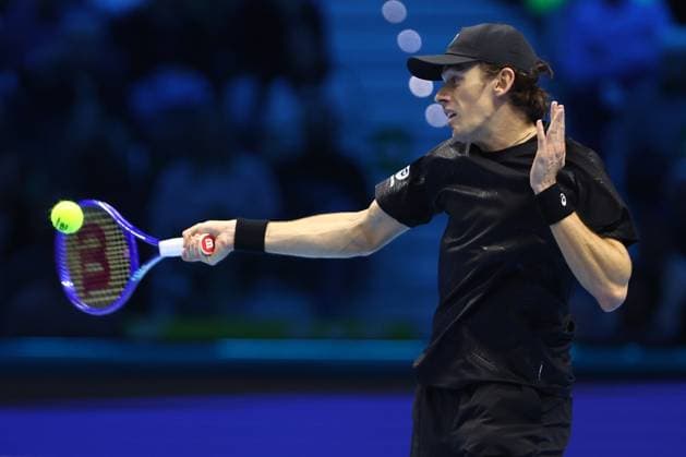 Alex De Minaur (Australia) controls the ball, Day 1, Nitto ATP, Tennis Herren Finals 2025, INALPI Arena, November 9, 2025, Turin, Italy.