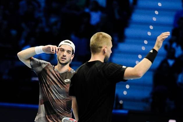 Great Britain s Julian Cash and Lloyd Glasspool during their doubles tennis match of the ATP, Tennis Herren World Tour Finals against Italy s Simone Bolelli and Andrea Vavassori at the Inalpi Arenain Turin, Italy - Sunday, Nov. 9, 2025. - .  Copyright: xMarcoxAlpozzi LaPressex