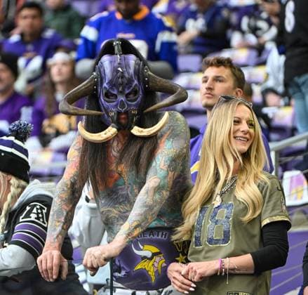 Minnesota Vikings fans wait for the start of their game against the Baltimore Ravens at U.S. Bank Stadium in Minneapolis, Minnesota on Sunday, November 9, 2025.  MIN20251109101 CRAIGxLASSIG