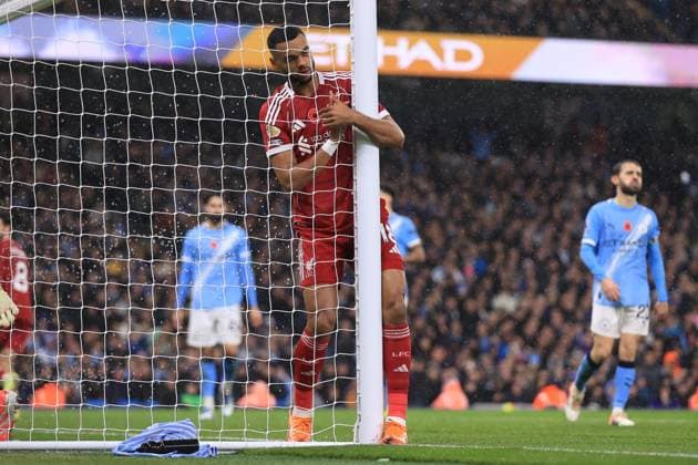 Manchester City gegen Liverpool 09 November 2025 Manchester Premier League Fußball Manchester City gegen Liverpool Cody Gakpo von Liverpool reagiert nach einer verpassten Chance Foto von Simon Stacpoole Manchester UK  Copyright: xSimonxStacpoolexOffside
