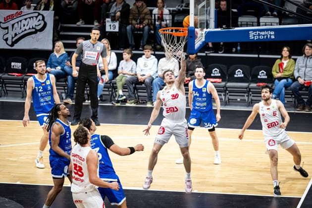 09 11 2025 Basketball Season 2025 2026 2 Bundesliga Pro A 11 Matchday Nuremberg Falcons Basketball Club NBC PS Karlsruhe Lions ThHa xthxhax Vincent Friederici 30, Nuremberg Falcons BC NBC