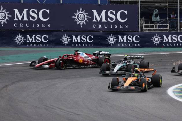 F1 - SAO PAULO GRAND PRIX 2025 04 NORRIS Lando (gbr), McLaren F1 Team MCL39, action, 12 KIMI ANTONELLI Andrea (ita), Mercedes AMG F1 Team W16, action, 16 LECLERC Charles (mco), Scuderia Ferrari SF-25, action, 81 PIASTRI Oscar (aus), McLaren F1 Team MCL39, action during the 2025 Formula 1 Grande Premio de Sao Paulo, 2025 Sao Paulo Grand Prix, 21th round of the 2025 FIA Formula One World Championship, WM, Weltmeisterschaft from November 7 to 9, 2025 on the Interlagos, in Sao Paulo, Brazil - Sao PauloBrazil Copyright: xDPPIx