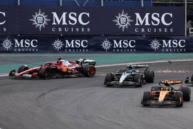 F1 - SAO PAULO GRAND PRIX 2025 04 NORRIS Lando (gbr), McLaren F1 Team MCL39, action, 12 KIMI ANTONELLI Andrea (ita), Mercedes AMG F1 Team W16, action, 16 LECLERC Charles (mco), Scuderia Ferrari SF-25, action, 81 PIASTRI Oscar (aus), McLaren F1 Team MCL39, action during the 2025 Formula 1 Grande Premio de Sao Paulo, 2025 Sao Paulo Grand Prix, 21th round of the 2025 FIA Formula One World Championship, WM, Weltmeisterschaft from November 7 to 9, 2025 on the Interlagos, in Sao Paulo, Brazil - Sao PauloBrazil Copyright: xDPPIx