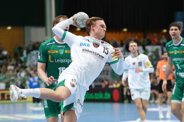Handball DAIKIN HBL, SC DHfK Leipzig Füchse Berlin 09 11 2025 Tobias Groendahl 15, Füchse Berlin Handball, DAIKIN HBL, 1 Bundesliga, Season 2025 2026, 11 Matchday SC DHfK Leipzig vs Füchse Berlin on 09 11 2025 at the Quarterback Immobilien Arena Leipzig Copyright: xBEAUTIFULxSPORTS JanxKaeferx