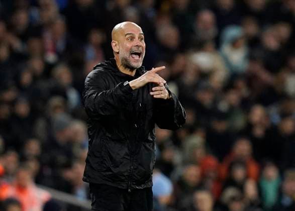 Manchester, England, 9th November 2025. Pep Guardiola coach of Manchester City sends out instructions during the Manchester City vs Liverpool Premier League match at the Etihad Stadium, Manchester. Picture credit should read: Andrew Yates Sportimage EDITORIAL USE ONLY. No use with unauthorised audio, video, data, fixture lists, club league logos or live services. Online in-match use limited to 120 images, no video emulation. No use in betting, games or single club league player publications. SPI_083_AY_Man_City_Liverpool SPI-4280-0079