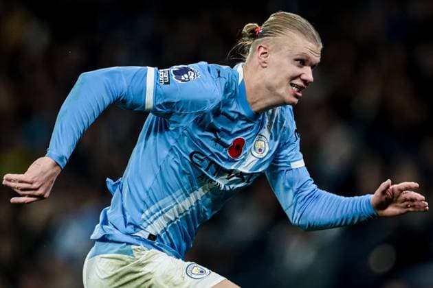 Premier League Manchester City v Liverpool Erling Haaland of Manchester City during the Premier League match Manchester City vs Liverpool at Etihad Stadium, Manchester, United Kingdom, 9th November 2025 (Photo by Mark Cosgrove News Images) Manchester Etihad Stadium Manchester United, ManU Kingdom Copyright: xMarkxCosgrove NewsxImagesx