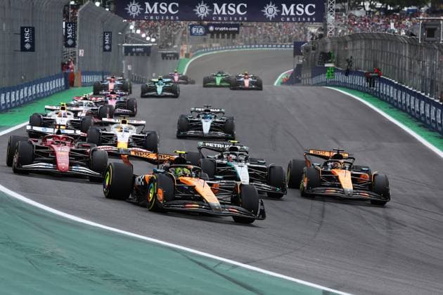 Formula 1 MSC Cruises Grande Premio de Sao Paulo 2025 09 11 2025, Autodromo Jose Carlos Pace, Interlagos, Formula 1 MSC Cruises Grande Premio de Sao Paulo 2025 , pictured Lando Norris GBR , McLaren F1 Team, Charles Leclerc MCO , Scuderia Ferrari HP, Andrea Kimi Antonelli ITA , Mercedes AMG Petronas Formula One Team, Oscar Piastri AUS , Isack Hadjar FRA , Visa Cash App RB Formula One Team, Liam Lawson NZL nordphotoxGmbHx xBratic nph00250