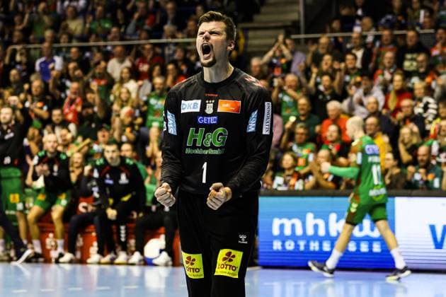 Goalkeeper Sergey Hernandez Ferrer SC Magdeburg,1 Handball Bundesliga Season 2025 2026 SC Magdeburg vs Rhein Neckar Löwen at the GETEC Arena in Magdeburg Action,Handball,Germany,09 11 2025