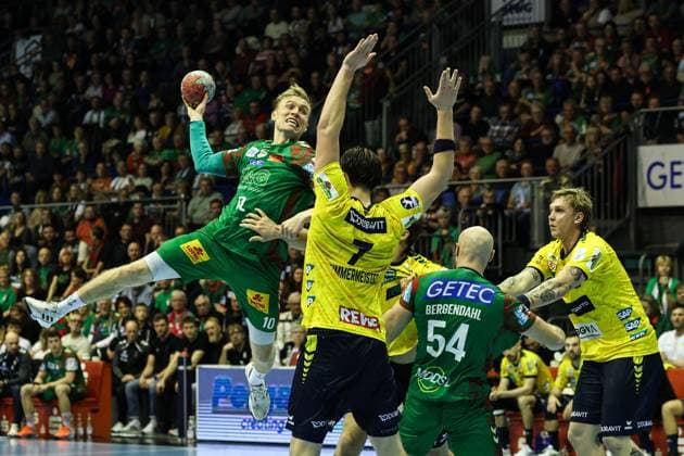 Gisli Kristjansson SC Magdeburg,10 Handball Bundesliga Season 2025 2026 SC Magdeburg vs Rhein Neckar Löwen at the GETEC Arena in Magdeburg Action,Handball,Germany,09 11 2025