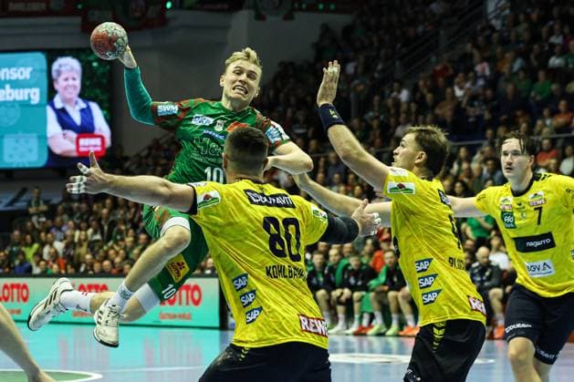 Gisli Kristjansson SC Magdeburg,10 Handball Bundesliga Season 2025 2026 SC Magdeburg vs Rhein Neckar Löwen at the GETEC Arena in Magdeburg Action,Handball,Germany,09 11 2025