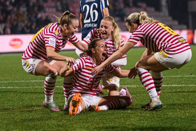 COLOGNE, GERMANY - 9 NOVEMBER, 2025: Pauline Bremer, Anna Gerhardt, Sandra Maria Jessen, Weronika Zawistowska - The football match of Frauen Bundesliga 1. FC Koeln vs TSG Hoffenheim at Franz Kremer Stadium.  Copyright: xVITALIIxKLIUIEVx