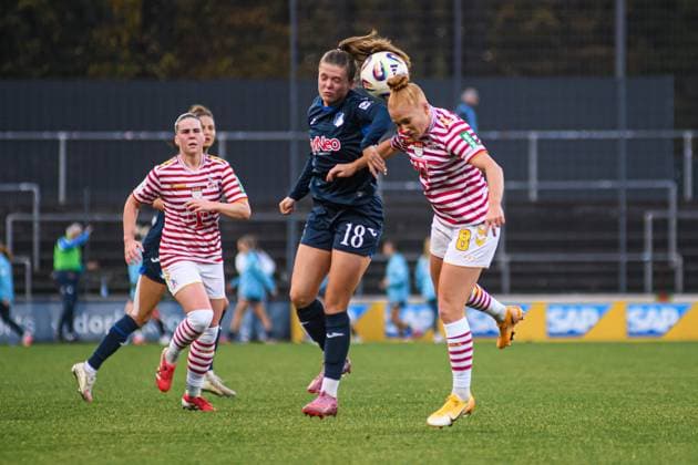 COLOGNE, GERMANY - 9 NOVEMBER, 2025: Valesca Ampoorter, Laura Vogt - The football match of Frauen Bundesliga 1. FC Koeln vs TSG Hoffenheim at Franz Kremer Stadium.  Copyright: xVITALIIxKLIUIEVx