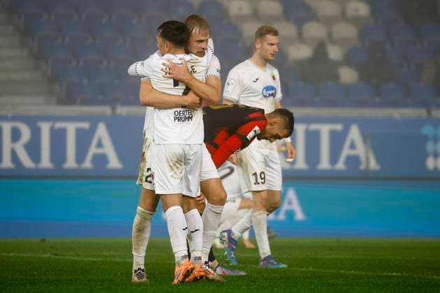 09 11 2025, xavx, Soccer 3 Liga, SV Wehen Wiesbaden FC Viktoria Köln v l Lars Dietz FC Viktoria Köln , Simon Handle FC Viktoria Köln cheers after the end of the match DFL DFB REGULATIONS PROHIBIT ANY USE OF PHOTOGRAPHS as IMAGE SEQUENCES and or QUASI VIDEO Wiesbaden