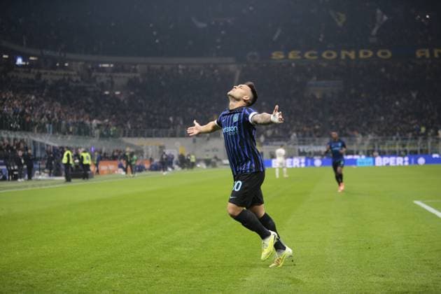 Lautaro Martinez of FC Inter celebrating after a goal during the Italian Serie A, Season 2025 26, football match between Inter FC and SS Lazio on 09 November 2025 at â?? Giuseppe Meazza Stadium, San Siro, Milan, Italy. Photo Nderim KACELI  Copyright: xNderimxKaceli IPAxSportx xipa-agency.netx xx IPA_67765369 IPA_Agency_IPA67765369