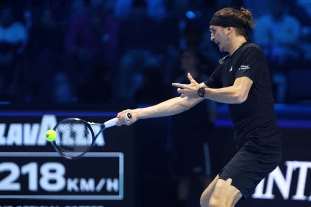 Alexander Zverev (Germany) controls the ball, Day 1, Nitto ATP, Tennis Herren Finals 2025, INALPI Arena, November 9, 2025, Turin, Italy.