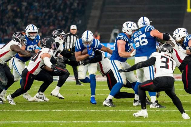 Germany, American Football, NFL, Week 10, 2025 2026, Indianapolis Colts Atlanta Falcons on 09 11 in Berlin Olympiastadion Jonathan Taylor RB, Indianapolis Colts Copyright: xSvenxHeidmannx