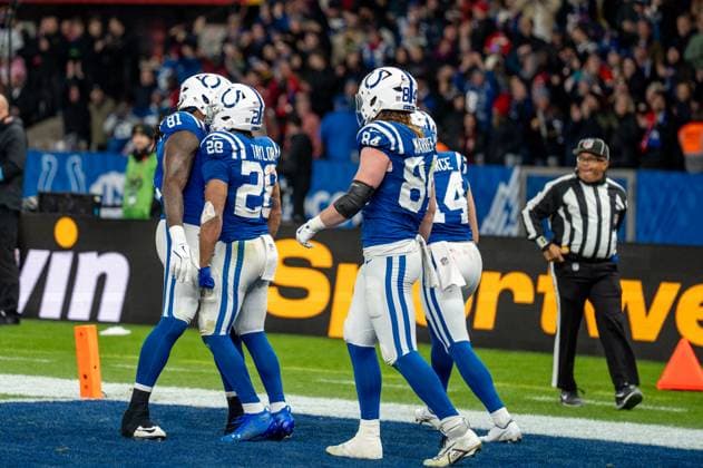 Germany, American Football, NFL, Week 10, 2025 2026, Indianapolis Colts Atlanta Falcons on 09 11 in Berlin Olympiastadion Jonathan Taylor RB, Indianapolis Colts Touchdown Copyright: xSvenxHeidmannx