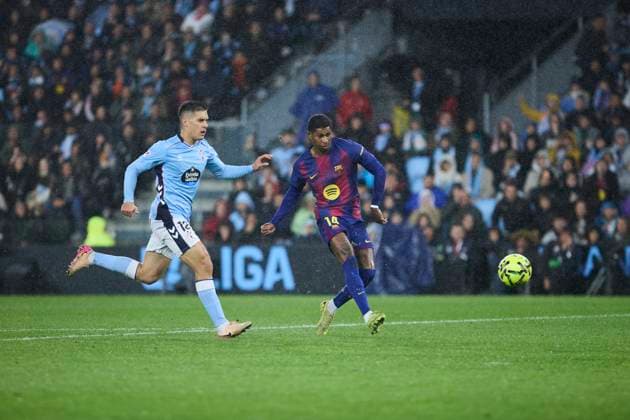 RC Celta de Vigo v FC Barcelona, Barca - LaLiga EA Sports VIGO, SPAIN - NOVEMBER 9: Marcus Rashford of FC Barcelona in action during to the LaLiga EA Sports match between RC Celta de Vigo and FC Barcelona at Abanca Balaidos stadium on November 9, 2025 in Vigo, Spain. (Photo by Diego Simon Photo Players Images Magara Press) Vigo Abanca Balaidos Stadium Spain Copyright: xDiegoxSimonx