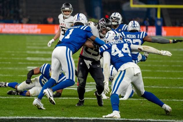 Germany, American Football, NFL, Week 10, 2025 2026, Indianapolis Colts Atlanta Falcons on 09 11 in Berlin Olympiastadion Tyler Allgeier RB, Atlanta Falcons Copyright: xSvenxHeidmannx
