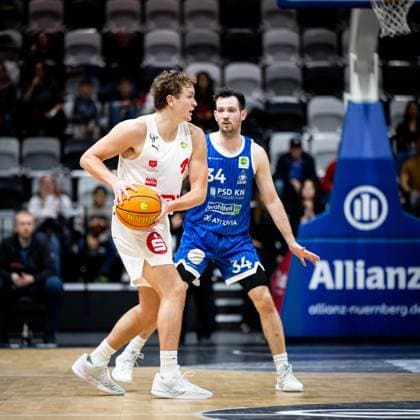 09 11 2025 Basketball Season 2025 2026 2 Bundesliga Pro A 11 Matchday Nuremberg Falcons Basketball Club NBC PS Karlsruhe Lions ThHa xthxhax Carter Whitt 2, Nuremberg Falcons BC NBC David Allan Cohn 34, PS Karlsruhe Lions, PSK Lions
