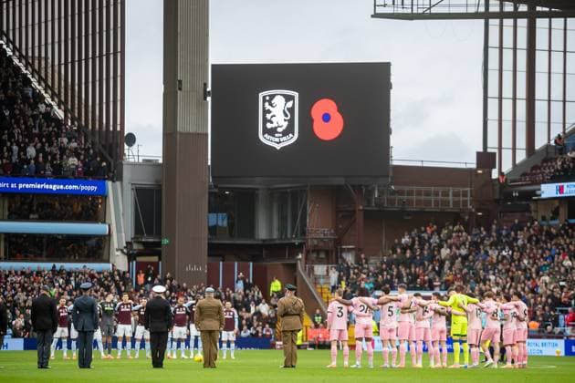 Aston Villa v Bournemouth Premier League 09 11 2025. Minutes silence for Remembrance Sunday before the Premier League match between Aston Villa and Bournemouth at Villa Park, Birmingham, England on 9 November 2025. Editorial use only DataCo restrictions apply See www.football-dataco.com , Copyright: xManjitxNarotrax PSI-23205-0109