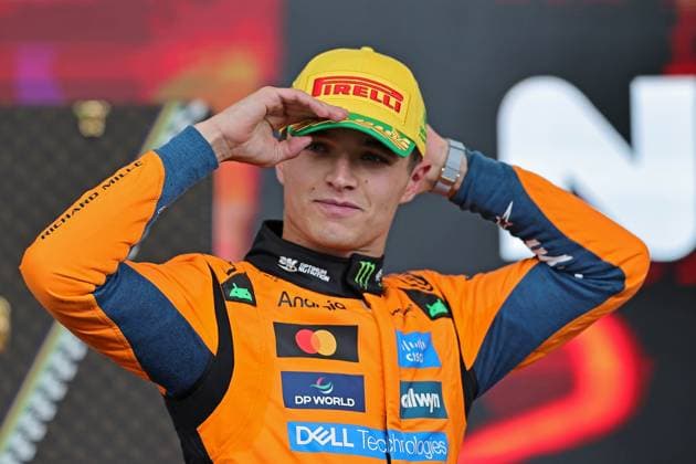 9th November 2025; Sao Paulo, Brazil: First-place winner Lando Norris (GBR) McLaren F1 Team MCL39 Mercedes celebrates after the F1 Grand Prix of Brazil at Autodromo Jose Carlos Pace  HeulerxAndrey