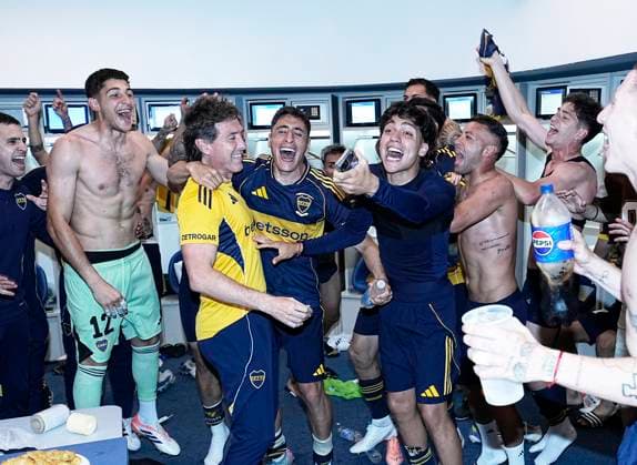 Locker room celebrations Boca Juniors vs River Plate Torneo Clausura 2025 Second Phase Date 15 of 16 November 9, 2025 Alberto J Armando La Bombonera Stadium Photo Javier Garcia Martino Press CABJ