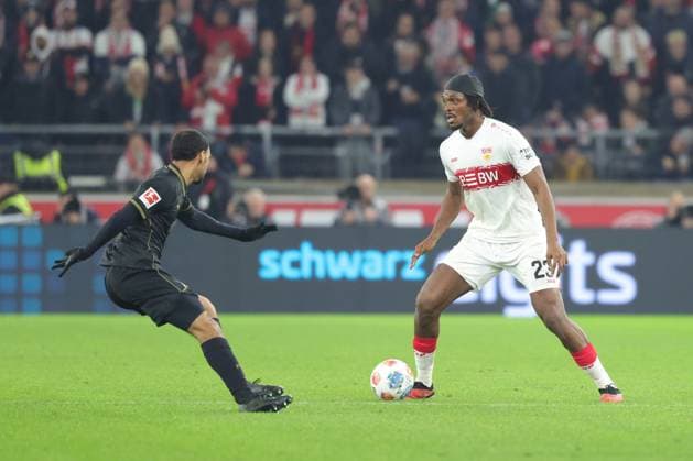 Stuttgart , Bundesliga Soccer VfB Stuttgart vs FC Augsburg , Dan Axel Zagadou VfB According to the regulations of the DFL German Soccer League, it is prohibited to use or have used photographs taken in the stadium and or of the match in the form of sequential images and or video-like photo series
