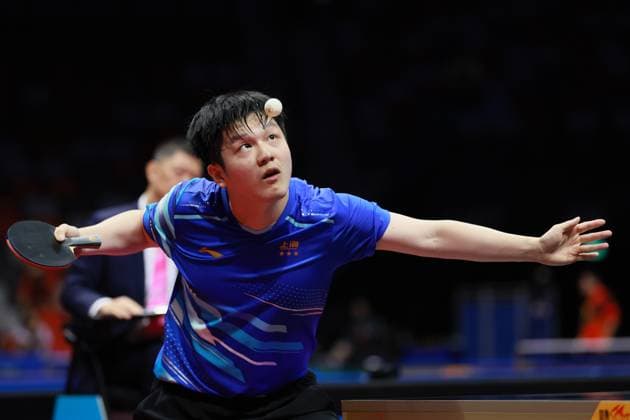 MACAO, CHINA - NOVEMBER 10: Fan Zhendong hits a return in the Table tennis, Tischtennis - Men s Singles Round of 32 match between Fan Zhendong of Team Shanghai and Zhou Yu of Team Hebei on day 2 of the 15th National Games of China on November 10, 2025 in Macao, China.  Copyright: xVCGx 111603020145