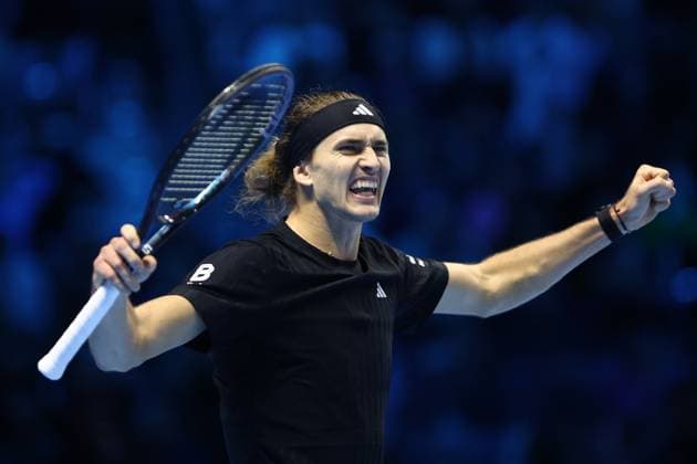 Alexander Zverev vs Ben Shelton Alexander Zverev of Germany celebrates at the end of the Round Robin singles match between Alexander Zverev of Germany and Ben Shelton of Usa on Day One of the Nitto ATP, Tennis Herren World Tour Finals. Turin Inalpi Arena Italy Copyright: xMarcoxCanonierox