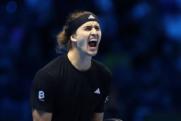 Alexander Zverev vs Ben Shelton Alexander Zverev of Germany celebrates at the end of the Round Robin singles match between Alexander Zverev of Germany and Ben Shelton of Usa on Day One of the Nitto ATP, Tennis Herren World Tour Finals. Turin Inalpi Arena Italy Copyright: xMarcoxCanonierox
