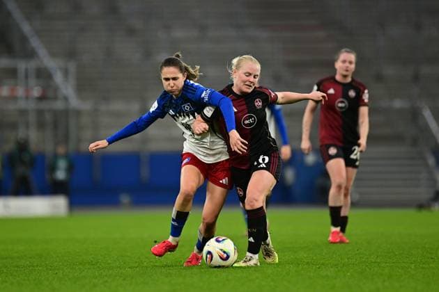 Soccer I Women I Season 2025 2026 I Bundesliga I 10 Matchday I Hamburger SV 1 FC Nürnberg I 09 11 2025 Maria Mikolajova 27, Hamburger SV Aleigh Gambone 16, 1 FC Nürnberg Hamburg Volkspark, Volksparkstadion, Stadion, Volkspark Stadion Hamburg Germany Copyright: xLobeca FelixxSchlikisx