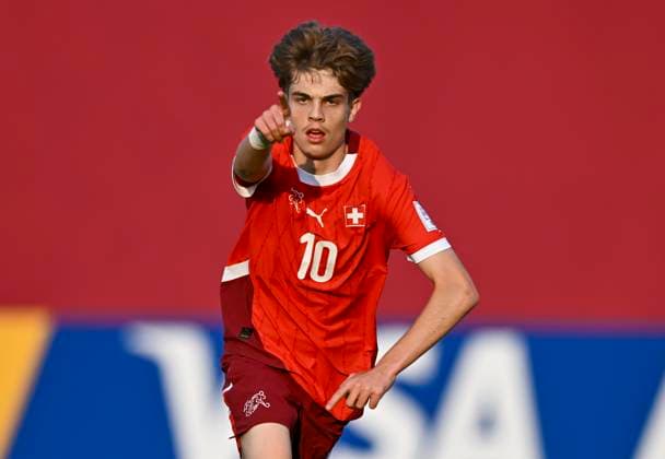 Switzerland v Mexico: Group F - FIFA U-17 World Cup Qatar 2025 Mijajlovic Mladen of Switzerland celebrate after scoring a goal FIFA U-17 World Cup Qatar 2025 Group F match between Switzerland and Mexico in Doha, Qatar, on November 10, 2025. DOHA Qatar Copyright: xNOUSHADxTHEKKAYILx