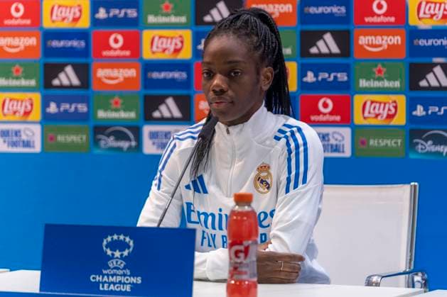 November 10, 2025, Madrid, Madrid, Spain: Pre-match press conference, PK, Pressekonferenz for the Women s Champions League match between REAL MADRID WOMEN Vs. PARIS FOOTBALL CLUB WOMEN, NAOMI FELLER of Real Madrid Femenino CF. November 10, 2025, Valdebebas, Madrid, Spain. Madrid Spain - ZUMAc312 20251110_zsp_c312_015 Copyright: xOscarxManuelxSanchezx