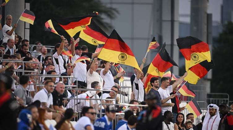 Football, Junior U 17 World Cup 2025 in Doha Qatar Preliminary round 10 11 2025 Group G El Salvador Germany German fans with flags