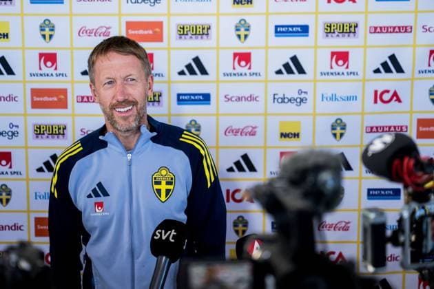 251110 Head coach Graham Potter of the Swedish national football team during a press event on November 10, 2025 in Estepona Photo Joel Marklund BILDBYRAN kod JM JM0745 bbeng fotboll football soccer fotball vm kval fifa world cup qualifier pressträff sverige sweden sverige a  Copyright: JOELxMARKLUND BB251110JM006