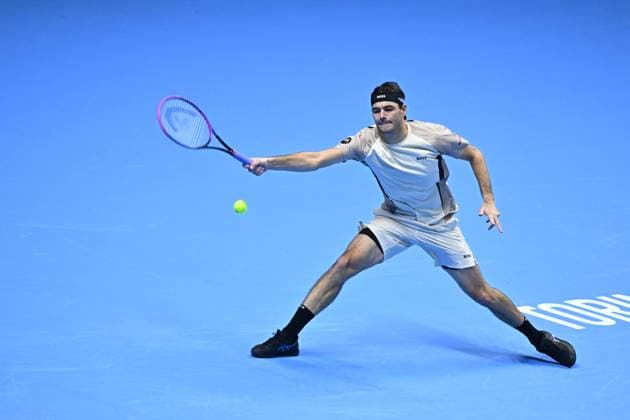 2025 Nitto ATP, Tennis Herren Finals - Fritz v Musetti Taylor Fritz (USA) during his first round match at the 2025 Nitto ATP Finals in Torino, ITALY, on November 10, 2025. Photo by Corinne Dubreuil ABACAPRESS.COM Torino Italy  Copyright: xDubreuilxCorinne ABACAx