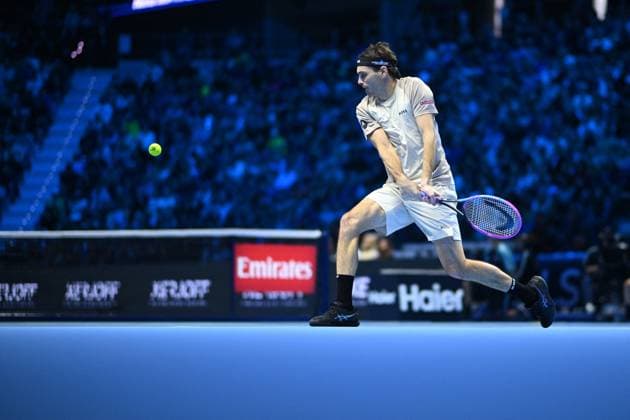 2025 Nitto ATP, Tennis Herren Finals - Fritz v Musetti Taylor Fritz (USA) during his first round match at the 2025 Nitto ATP Finals in Torino, ITALY, on November 10, 2025. Photo by Corinne Dubreuil ABACAPRESS.COM Torino Italy  Copyright: xDubreuilxCorinne ABACAx