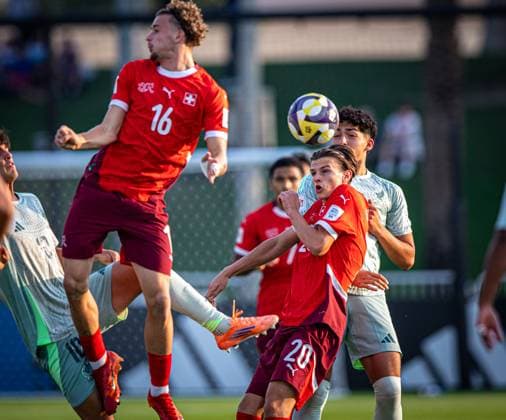 Soccer FIFA U17, U 17 World Cup Qatar 2025 Switzerland vs Mexico Group F Match 59 Marco Correia Switzerland, 16 Jill Stiel Switzerland, 20 Copyright: xRedhaxHosnixSegganix