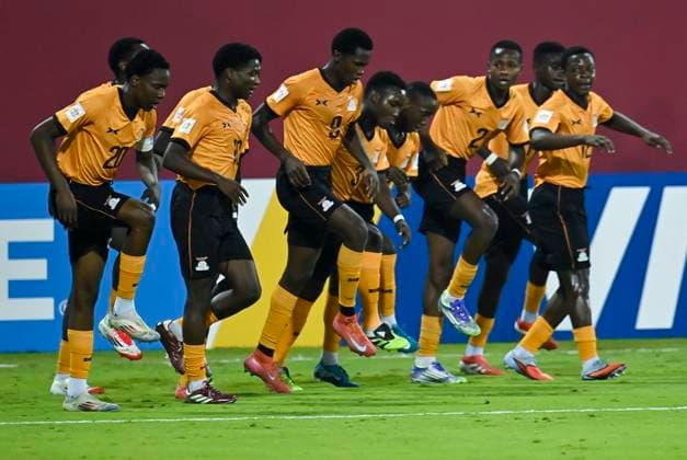 Zambia v Brazil: Group H- FIFA U-17 World Cup Qatar 2025 Players of Zambia celebrate after scoring a goal during the FIFA U-17 World Cup Qatar 2025 Group H match between Zambia and Brazil in Doha, Qatar, on November 10, 2025. DOHA Qatar Copyright: xNOUSHADxTHEKKAYILx