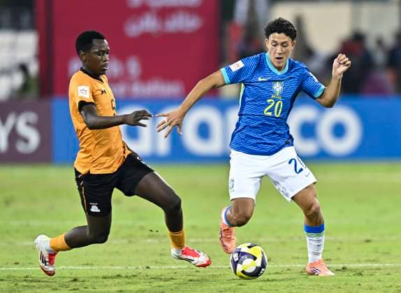 Zambia v Brazil: Group H- FIFA U-17 World Cup Qatar 2025 Felipe Morais of Brazil and Nelson Chilemu of Zambia in action during the FIFA U-17 World Cup Qatar 2025 Group H match between Zambia and Brazil in Doha, Qatar, on November 10, 2025. DOHA Qatar Copyright: xNOUSHADxTHEKKAYILx