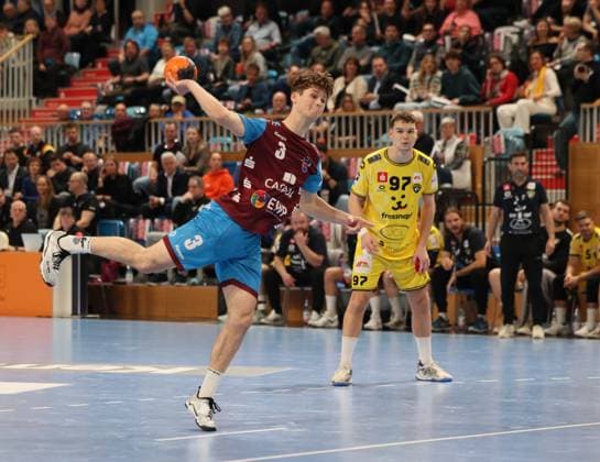 GER HBL2 Season 2025 2026 VfL Potsdam vs HSG Krefeld Niederrhein, 10 11 25, MBS Arena, Potsdam Marvin SIEMER 1 VfL Potsdam 3 , seven-meter penalty, penalty throw
