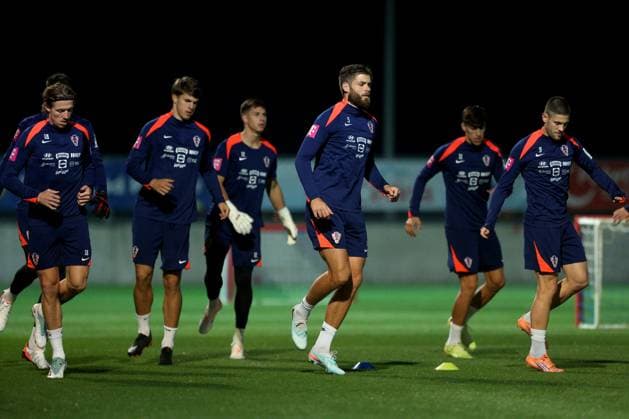 Croatia training session: FIFA World Cup, WM, Weltmeisterschaft, Fussball 2026 Qualifiers Kristijan Jakic, Luka Vuskovic, Duje Caleta Car, Petar Musa and Andrej Kramaric of Croatia during the training session at HNK Rijeka Stadium in Rijeka, Croatia, on November 10, 2025.  NelxPavletic PIXSELL