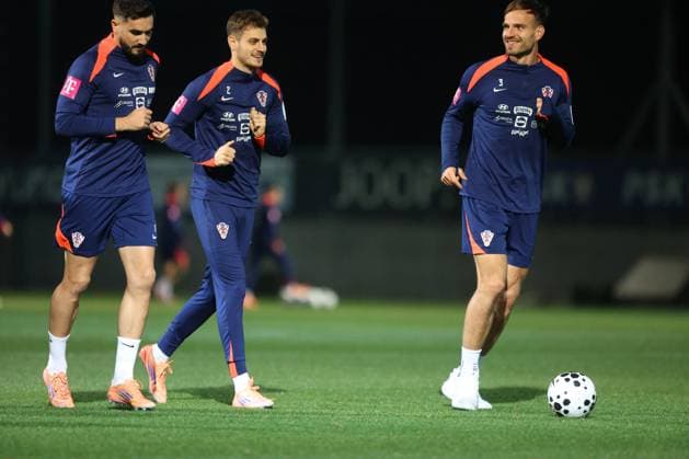 Croatia training session: FIFA World Cup, WM, Weltmeisterschaft, Fussball 2026 Qualifiers Josip Sutalo, Josip Stanisic and Marin Pongracic of Croatia during the training session at HNK Rijeka Stadium in Rijeka, Croatia, on November 10, 2025.  NelxPavletic PIXSELL