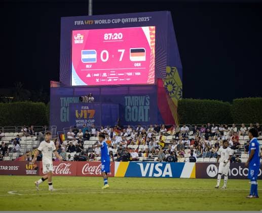 Soccer FIFA U17, U 17 World Cup Qatar 2025 El Salvador vs Germany Group G Match 61 Score, Final Score, Scoreboard, Stand, Spectators Copyright: xRedhaxHosnixSegganix