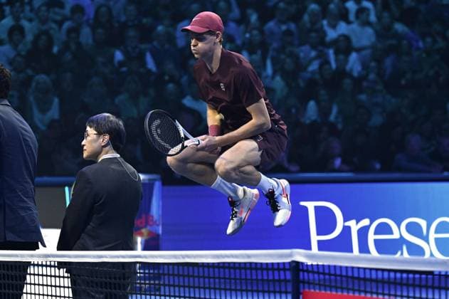 Foto IPP Massimo Rana Torino 10-11-2025 Tennis ATP, Tennis Herren Finals 2025 nella foto jannik sinner Italy Photo Press - World Copyright italy ITALY  Copyright: xR4924_italyphotopressx