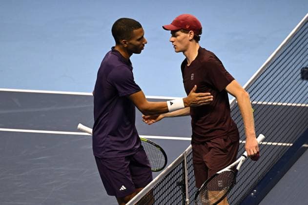 Foto IPP Massimo Rana Torino 10-11-2025 Tennis ATP, Tennis Herren Finals 2025 nella foto jannik sinner e felix auger aliassime Italy Photo Press - World Copyright italy ITALY  Copyright: xR4924_italyphotopressx