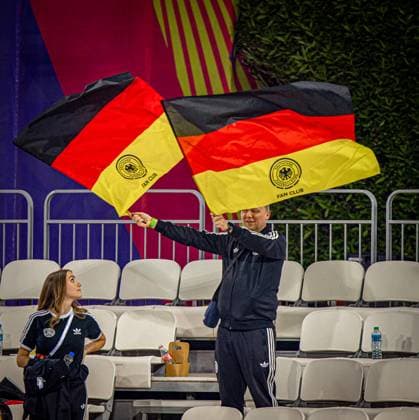Soccer FIFA U17, U 17 World Cup Qatar 2025 El Salvador vs Germany Group G Match 61 German Fan, Flag Copyright: xRedhaxHosnixSegganix