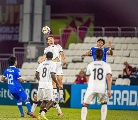 Football FIFA U17, U 17 World Cup Qatar 2025 El Salvador vs Germany Group G Match 61 Elias Vali Fard Germany, 4 Copyright: xRedhaxHosnixSegganix