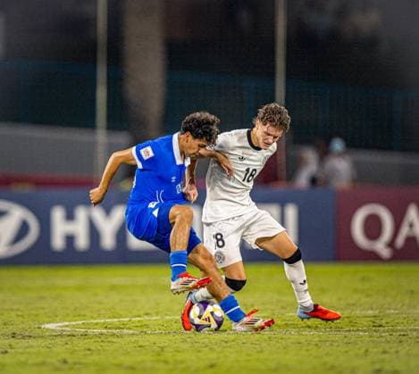 Football FIFA U17, U 17 World Cup Qatar 2025 El Salvador vs Germany Group G Match 61 Adonis CAMPOS El Salvador, 20 Christian Prenaj Germany, 18 Copyright: xRedhaxHosnixSegganix